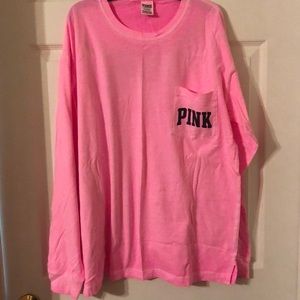 Pink long sleeve pocket tee